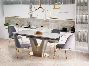 Jídelní rozkládací stůl VALENTINO, 160x76x90, keramika / lamino / kov
