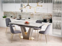 Jídelní rozkládací stůl VALENTINO, 160x76x90, keramika / lamino / kov