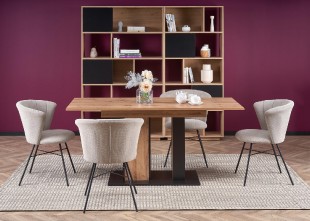 Jídelní rozkládací stůl DOLOMIT, 125x77x75, dub/černá, lamino
