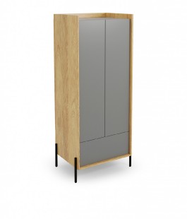 Šatní skříň Mobius 2D, přírodní hikora / šedá, lamino