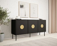 Komoda PALAZZO 200 (4D) matná černá/dub řemeslný