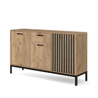 Komoda LAMINO KM-1, řemeslný dub/černá, nohy: černá
