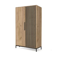 Šatní skříň LAMINO S-1, řemeslný dub/černá, nohy: černá