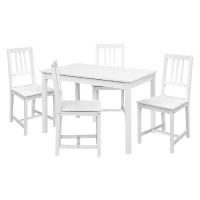 Jídelní stůl 8848B bílý lak + 4 židle 869B bílý lak