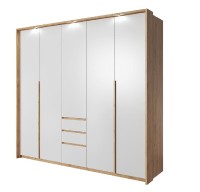 Šatní skříň LOXE + LED osvětlení, Dub Craft Zlatý / Bílá