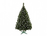 Stromek JEDLE umělý vánoční s bílými konci + stojan 220cm