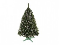 Stromek BOROVICE umělý vánoční+šišky a stříbrné konce 180cm