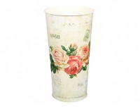 Váza KVĚTY RŮŽE plechová vysoká d13x23cm