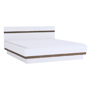 Manželská postel LYNATET TYP 91 140x200 cm, bílá extra vysoký lesk HG/dub sonoma tmavý