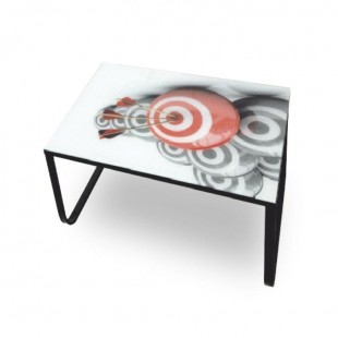 Konferenční stolek BALY, ocel / sklo / motiv