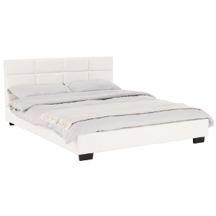 Manželská postel s roštem 160x200cm MIKEL, bílá textilní kůže