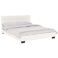 Manželská postel s roštem 160x200cm MIKEL, bílá textilní kůže