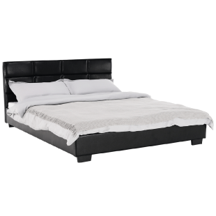 Manželská postel s roštem 160x200cm MIKEL, černá textilní kůže