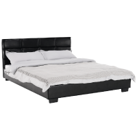 Manželská postel s roštem 160x200cm MIKEL, černá textilní kůže