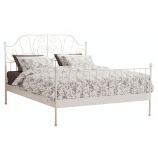 Manželská postel kovová s roštem BEHEMOTH 160x200 cm, bílá