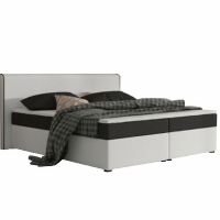 Komfortní postel, černá látka / bílá ekokůže, 180x200, NOVARA MEGAKOMFORT VISCO