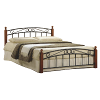 Manželská postel 160x200cm DOLORES, dřevo třešeň/černý kov