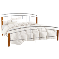 Manželská postel 140x200cm MIRELA, dřevo přírodní/stříbrný kov