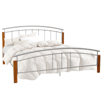 Manželská postel 160x200cm MIRELA, dřevo přírodní/stříbrný kov