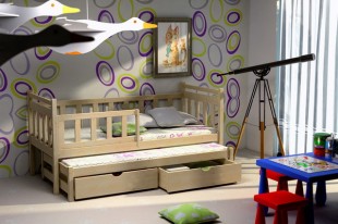 Dětská postel s výsuvnou přistýlkou DPV 004 + zásuvky