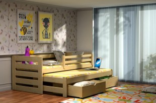 Dětská postel s výsuvnou přistýlkou DPV 007 + zásuvky