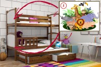 Patrová postel s výsuvnou přistýlkou PPV 005 - 01) Safari