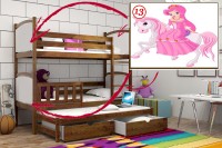 Patrová postel s výsuvnou přistýlkou PPV 005 - 13 Princezna na koni + zásuvky